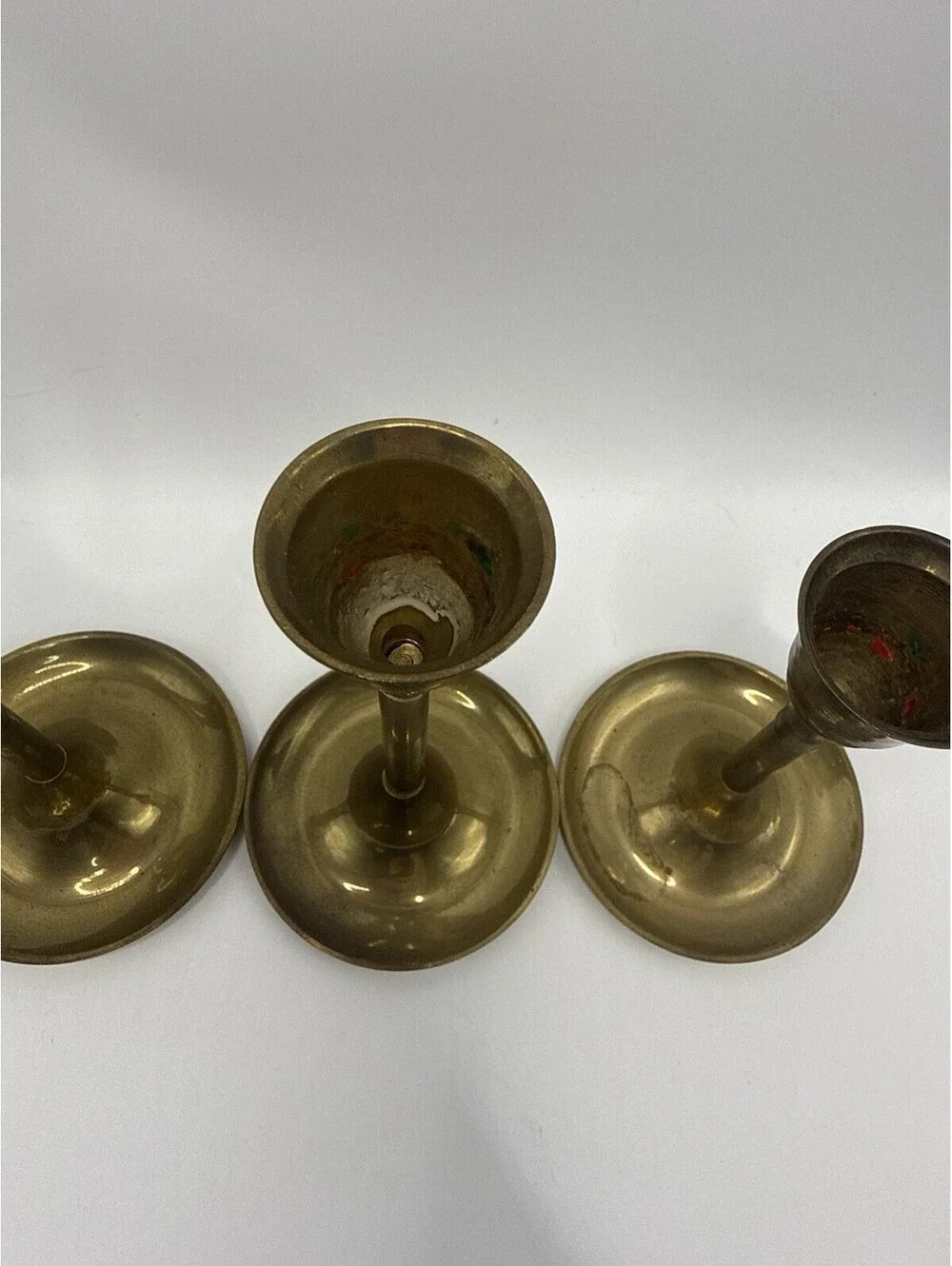 Vintage Brass Candle Holders Graduated Tapered Set of 7 Candlesticks Taiwan